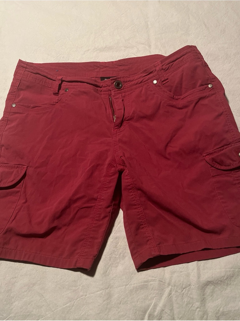 KUHL Womens Cargo Shorts Burgundy Cotton Blend Utility Gorpcore Outdoor